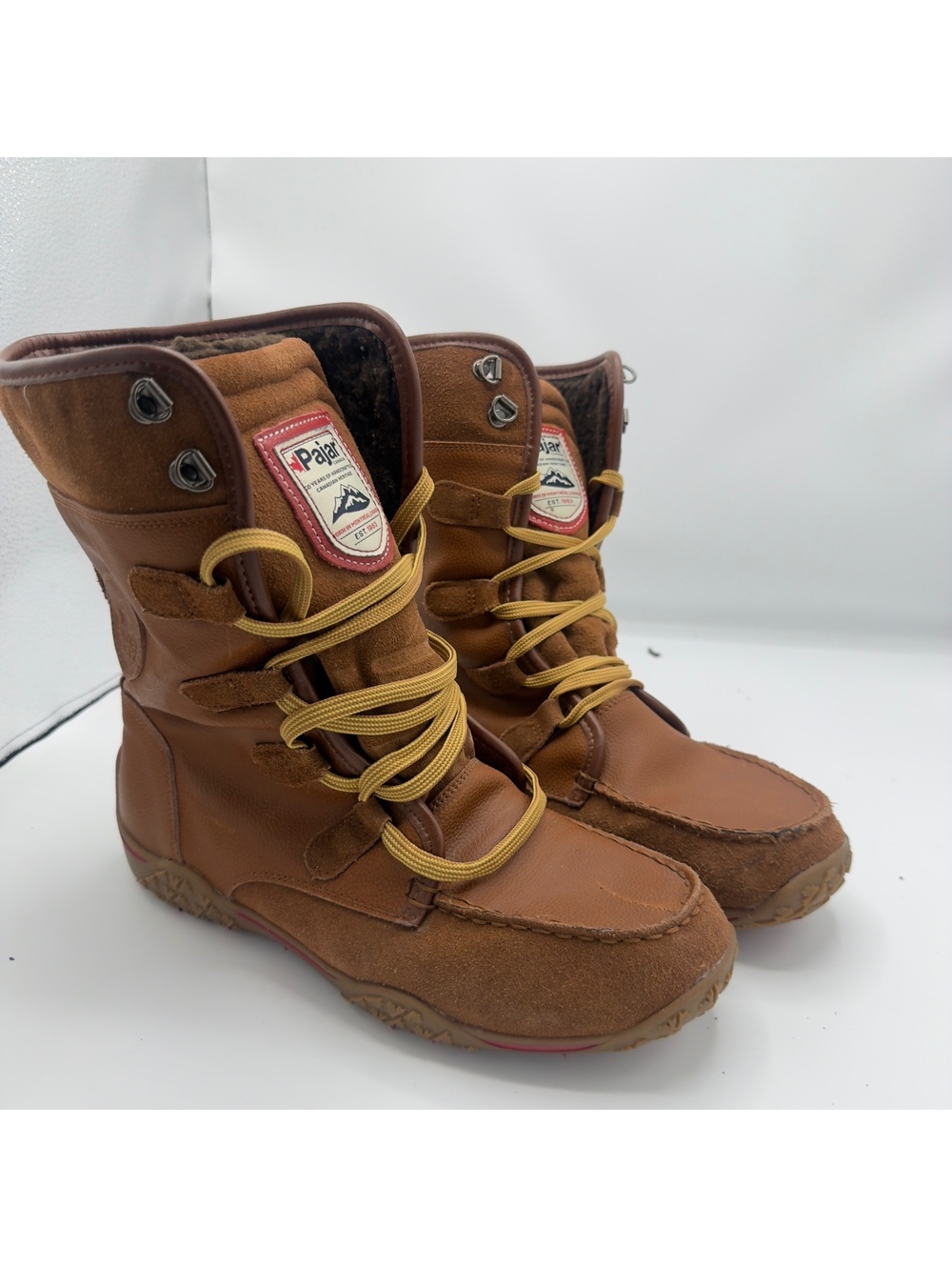Pajar Canada Leather Suede Waterproof Winter Snow Boots Brown Size W 9-9.5